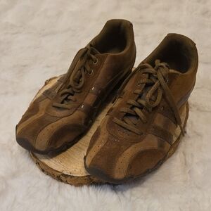 Vintage Sketcher Two Tone Suede Leather Tan Sneakers Womens 9.5 y2K 90s Rare